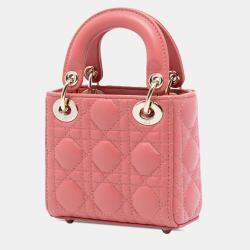 مملوكة مسبقًا حقيبة ديور ليدي ديور كاناج جلد خرافي زهري صغير