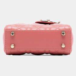 مملوكة مسبقًا حقيبة ديور ليدي ديور كاناج جلد خرافي زهري صغير