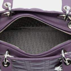 مملوكة مسبقًا Dior Purple Medium Lambskin Cannage Lady Dior