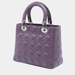 مملوكة مسبقًا Dior Purple Medium Lambskin Cannage Lady Dior