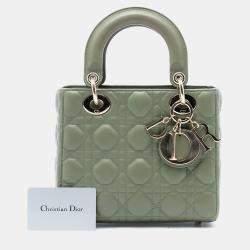 Pre Owned Dior Green Small Lambskin Cannage Lady Dior