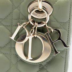 Pre Owned Dior Green Small Lambskin Cannage Lady Dior