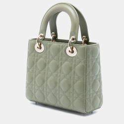 Pre Owned Dior Green Small Lambskin Cannage Lady Dior