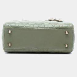 Pre Owned Dior Green Small Lambskin Cannage Lady Dior
