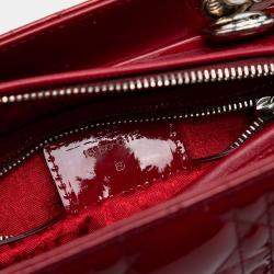 Pre Owned حقيبة ديور ليدي كاناج براءة اختراع حمراء متوسطة