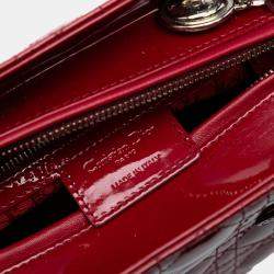 Pre Owned حقيبة ديور ليدي كاناج براءة اختراع حمراء متوسطة
