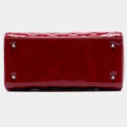 Pre Owned حقيبة ديور ليدي كاناج براءة اختراع حمراء متوسطة