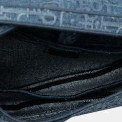 مملوكة مسبقًا حقيبة سرج دينم مطرز أوبليك زرقاء ديور