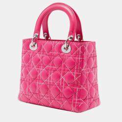 مملوكة مسبقًا Dior Pink Medium Lambskin Cannage Lady Dior
