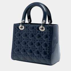 Pre Owned حقيبة ديور ليدي ديور كاناج براءة اختراع زرقاء متوسطة ديور