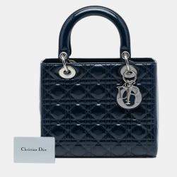 Pre Owned حقيبة ديور ليدي ديور كاناج براءة اختراع زرقاء متوسطة ديور