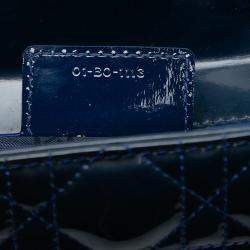 Pre Owned حقيبة ديور ليدي ديور كاناج براءة اختراع زرقاء متوسطة ديور