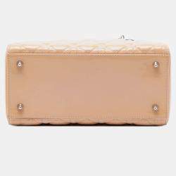 Pre Owned Dior Brown Medium Patent Cannage Lady Dior