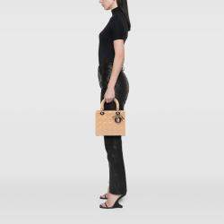 Pre Owned Dior Brown Medium Patent Cannage Lady Dior