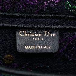 Pre Owned حقيبة سرج مطرزة زهور قماشية زرقاء ديور