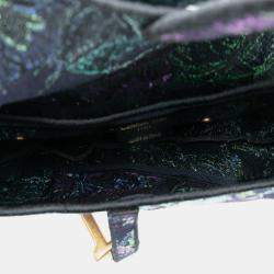 Pre Owned حقيبة سرج مطرزة زهور قماشية زرقاء ديور