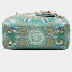 Pre Owned حقيبة ليدي ديور ديور جلد عجل صغير أخضر في لايتس