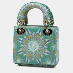 Pre Owned حقيبة ليدي ديور ديور جلد عجل صغير أخضر في لايتس