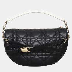 مملوكة مسبقًا حقيبة هوبو ديور فايب جلد ضأن أسود متوسطة