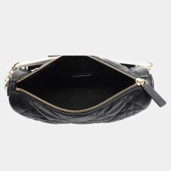 مملوكة مسبقًا حقيبة هوبو ديور فايب جلد ضأن أسود متوسطة