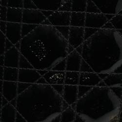 Pre Owned Dior Lady Dior Large Black Cannage Patent Leather Tote