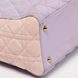 Pre Owned Dior Lady Dior Medium Purple/Pink Cannage Leather Tote