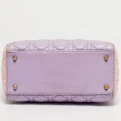 Pre Owned Dior Lady Dior Medium Purple/Pink Cannage Leather Tote