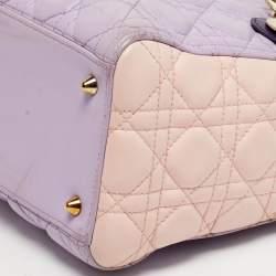 Pre Owned Dior Lady Dior Medium Purple/Pink Cannage Leather Tote