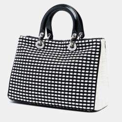 مملوكة مسبقًا Dior Black White Medium Patent and Tweed Diorissimo Satchel
