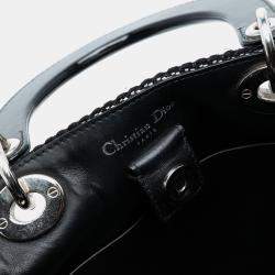 مملوكة مسبقًا Dior Black White Medium Patent and Tweed Diorissimo Satchel