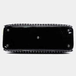 مملوكة مسبقًا Dior Black White Medium Patent and Tweed Diorissimo Satchel