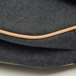 Pre Owned Dior Saddle Blue/Tan Denim and Leather Bag