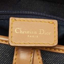 Pre Owned Dior Saddle Blue/Tan Denim and Leather Bag