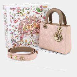 Pre Owned حقيبة كريستيان ديور ليدي ديور صغيرة جلد وردي بيج كتف