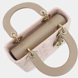 Pre Owned حقيبة كريستيان ديور ليدي ديور صغيرة جلد وردي بيج كتف