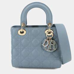 Pre Owned Christian Dior Lady Dior Small Cloud Blue Leather Shoulder Bag