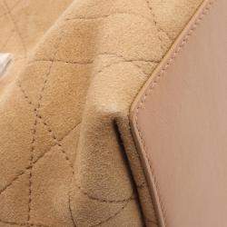 مملوكة مسبقًا حقيبة يد ديورالبيس توجور نانو ماكروكاناج جلود الأغنام بني وأبيض من كريستيان ديور