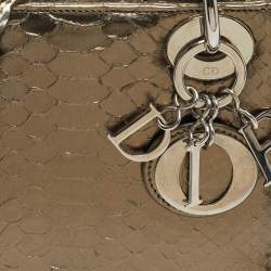 Pre Owned حقيبة يد ديور ليدي ديور صغيرة جلد بايثون معدني