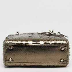 Pre Owned حقيبة يد ديور ليدي ديور صغيرة جلد بايثون معدني