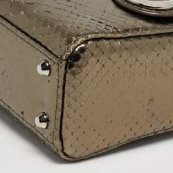 Pre Owned حقيبة يد ديور ليدي ديور صغيرة جلد بايثون معدني