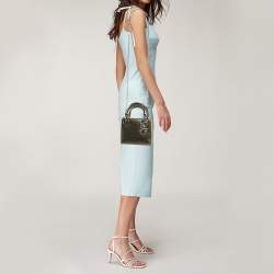 Pre Owned حقيبة يد ديور ليدي ديور صغيرة جلد بايثون معدني