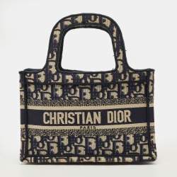 مملوكة مسبقًا Dior Book Mini Navy Blue Oblique Canvas Tote