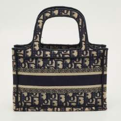 مملوكة مسبقًا Dior Book Mini Navy Blue Oblique Canvas Tote