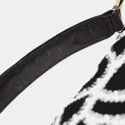 Pre Owned Christian Dior White Black Sequins Saddle Handbag
