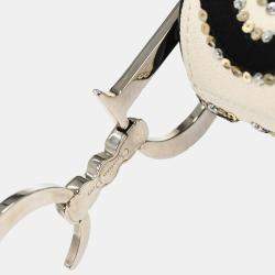 Pre Owned Christian Dior White Black Sequins Saddle Handbag