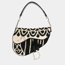 Pre Owned Christian Dior White Black Sequins Saddle Handbag