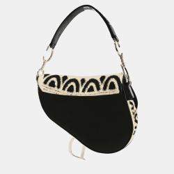 Pre Owned Christian Dior White Black Sequins Saddle Handbag