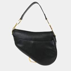 مملوكة مسبقًا Christian Dior Black Leather Saddle Handbag