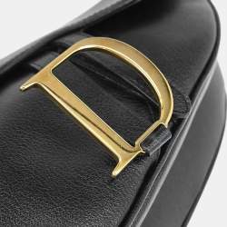 مملوكة مسبقًا Christian Dior Black Leather Saddle Handbag
