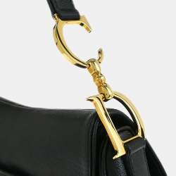 مملوكة مسبقًا Christian Dior Black Leather Saddle Handbag